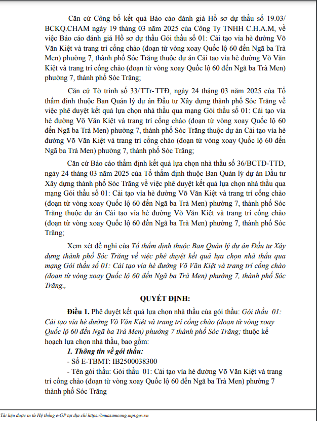 Sóc Trăng: Gói thầu cải tạo vỉa hè hơn 8 tỷ về tay ai? - Hình 2 Soc Trang: Goi thau cai tao via he hon 8 ty ve tay ai?-Hinh-2