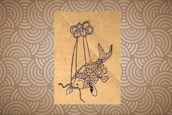 Đèn cá treo, một loại đèn Trung thu phổ biến thời xưa.