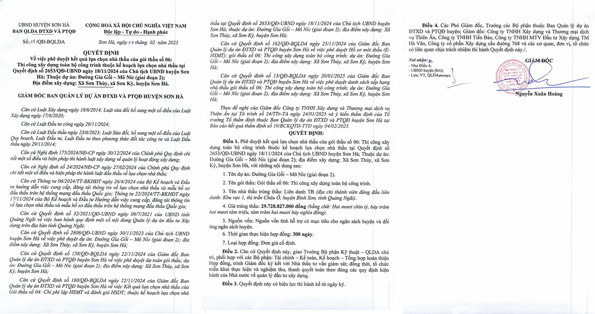 Quang Ngai: Lien danh 3 thanh vien trung goi thau gan 30 ty tai Son Ha