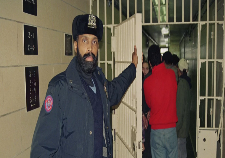 Một nhân viên nhà tù chuẩn bị áp giải các phạm nhân từ tòa án trở về nhà tù Rikers Island ở New York. Ảnh: WB.