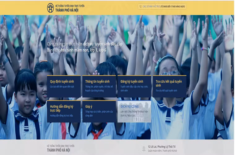 Các phụ huynh sẽ đăng ký tuyển sinh trực tuyến cho con vào lớp 1 năm học 2018-2019 tại địa chỉ: https://tsdaucap.hanoi.gov.vn