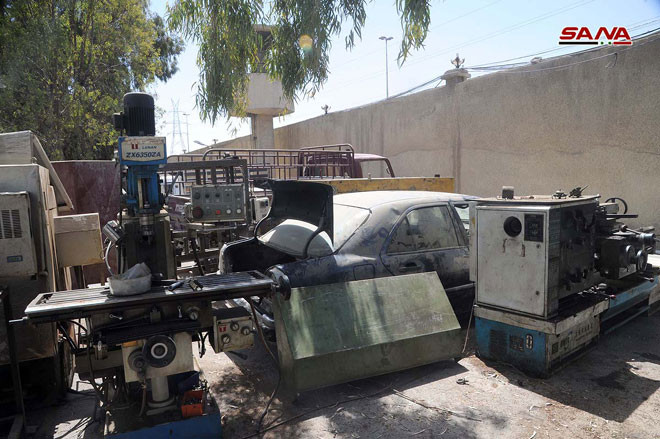 Số trang thiết bị máymóc vừa bị tịch thu ở Nam Damascus.