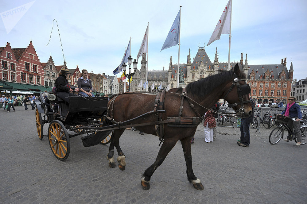 Đây là một trong những con phố đi bộ ở Bruges, Bỉ.