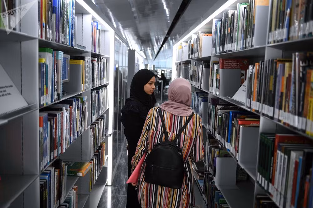 Bên trong Thư viện Quốc gia ở thủ đô Qatar.