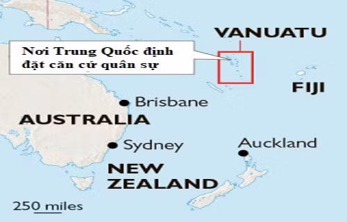Một số báo cáo cho biết Trung Quốc định mở căn cứ quân sự ở Vanuatu nhưng đã bị nước này phủ nhn. Đồ họa: Herald.