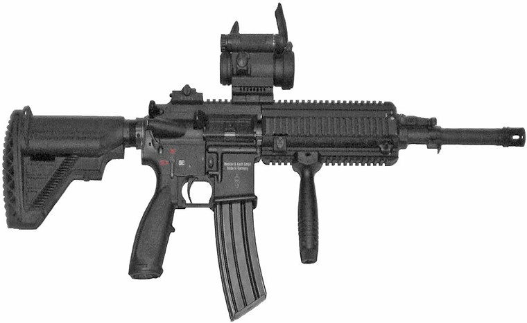 HK416 có nhiều biến thể, trong đó HK416 C có chiều dài 690 mm và trọng lượng khoảng 2,95 kg. Ảnh: Wikipedia.