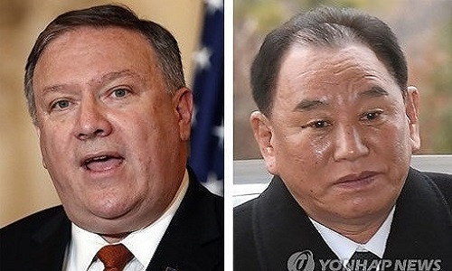 Chân dung ông Mike Pompeo (trái) và ông Kim Yong-chol. Ảnh: Yonhap.