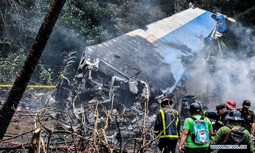 Hiện trường vụ rơi máy bay. Ảnh: Tân Hoa Xã