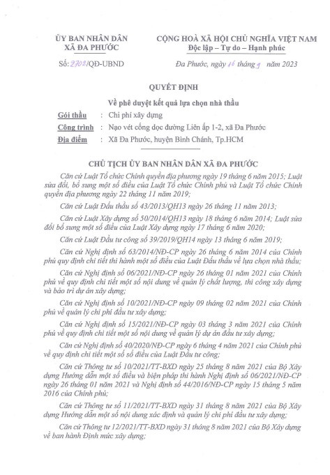 TP HCM: Cty Duy Bình 1 ngày trúng 3 gói thầu tại UBND xã Đa Phước TP HCM: Cty Duy Binh 1 ngay trung 3 goi thau tai UBND xa Da Phuoc