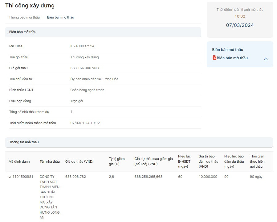 Tan Hung Long An tham du 2 goi thau cua UBND xa Luong Hoa-Hinh-2