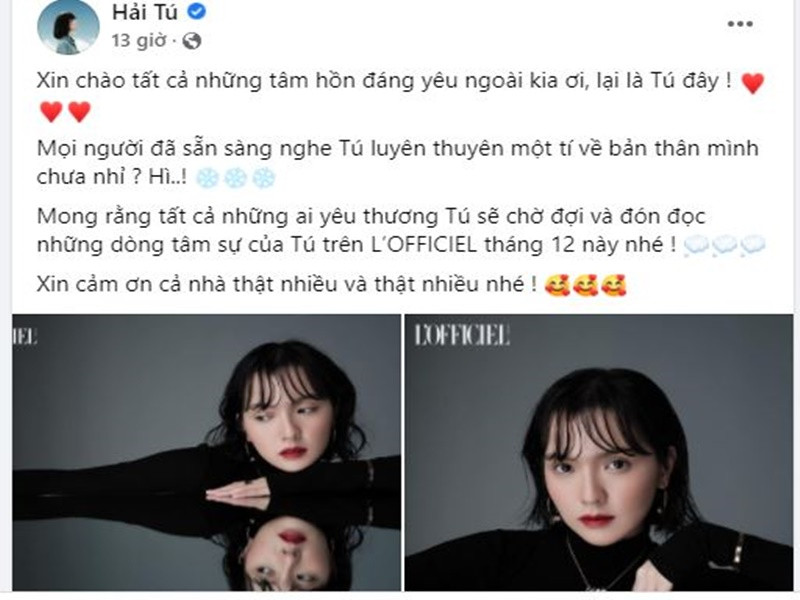 Chỉ có bộ ảnh trên Facebook của Hải Tú còn giữ tên tạp chí.