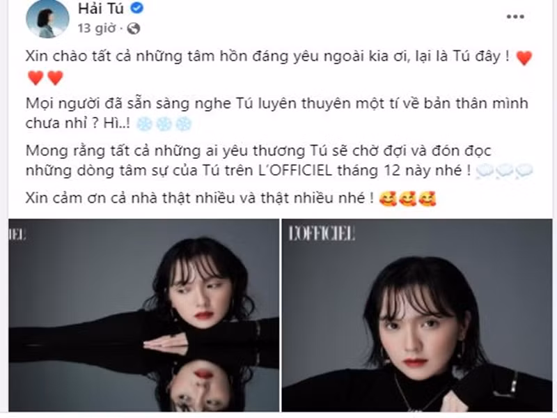 Chỉ có bộ ảnh trên Facebook của Hải Tú còn giữ tên tạp chí.