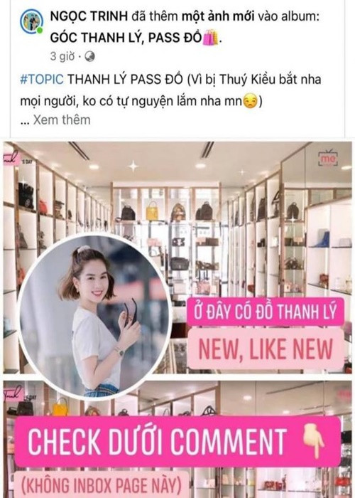 Ngọc Trinh còn gây xôn xao khi thanh lý đồ hiệu nhưng bị tố dùng ảnh người khác đăng bán online, bán giá đắt, khai khống giá mua để giảm giá. Giữa ồn ào, Ngọc Trinh viết ẩn ý: “Tôi là cái đứa rất tập trung sống tốt phần mình nha. Không quan tâm và cũng chẳng bị ảnh hưởng tâm lý bởi những thứ chả liên quan đến cuộc đời mình". Ảnh: Công lý và xã hội