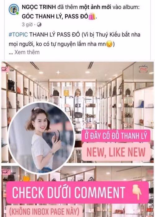 Ngọc Trinh còn gây xôn xao khi thanh lý đồ hiệu nhưng bị tố dùng ảnh người khác đăng bán online, bán giá đắt, khai khống giá mua để giảm giá. Giữa ồn ào, Ngọc Trinh viết ẩn ý: “Tôi là cái đứa rất tập trung sống tốt phần mình nha. Không quan tâm và cũng chẳng bị ảnh hưởng tâm lý bởi những thứ chả liên quan đến cuộc đời mình". Ảnh: Công lý và xã hội