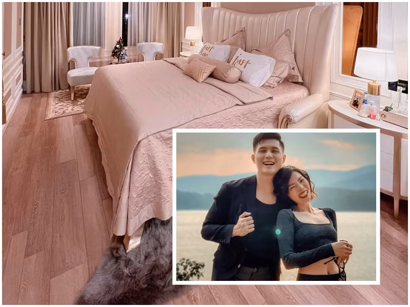 Mới đây, Lệ Quyên khoe phòng ngủ. Đáng chú ý, cô để lộ chi tiết liên quan đến Lâm Bảo Châu. Cụ thể, Lệ Quyên để ảnh bên bạn trai ở đầu giường. Ảnh: FB Lệ Quyên
