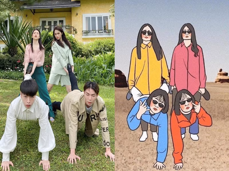 Hội chị em “Hoa dâm bụt” thường xuyên chụp ảnh hài hước. Ảnh: FB Hòa Minzy