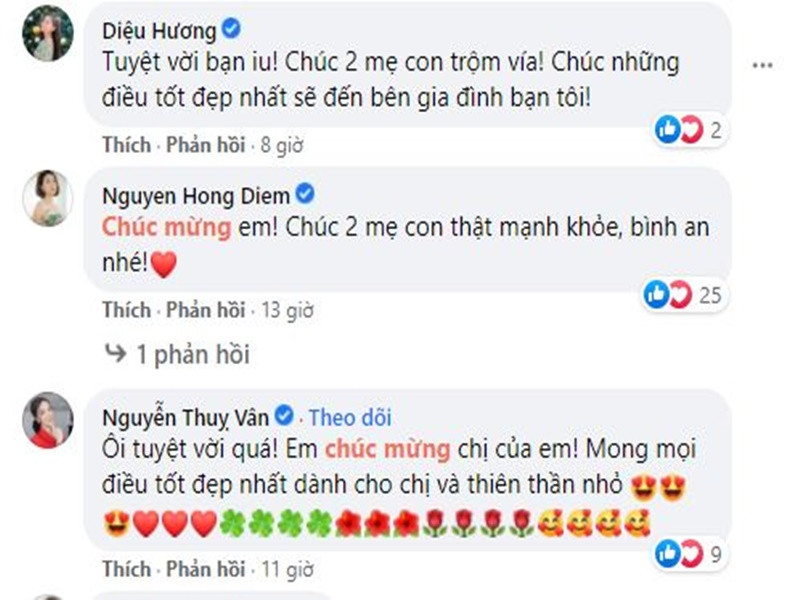 Đông đảo bạn bè, đồng nghiệp gửi lời chúc mừng Vân Hugo mang bầu.