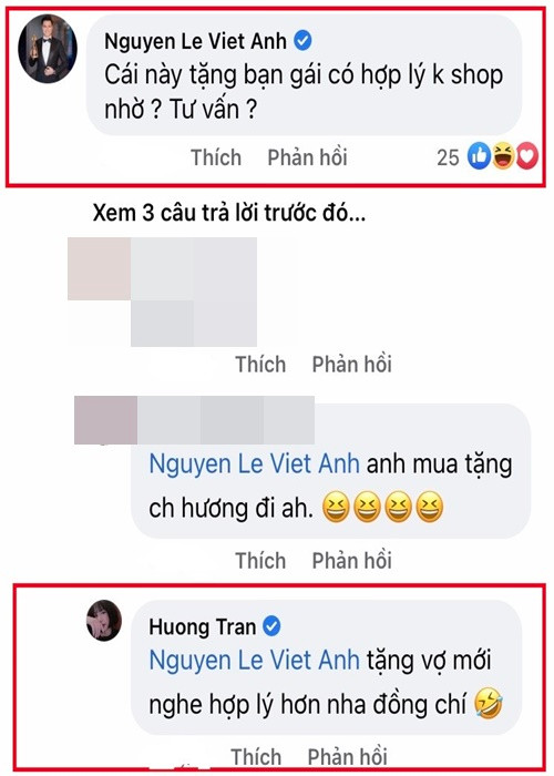 Hậu ly hôn, Việt Anh - Hương Trần thường xuyên tương tác trên mạng xã hội. Ảnh: Vietnamnet