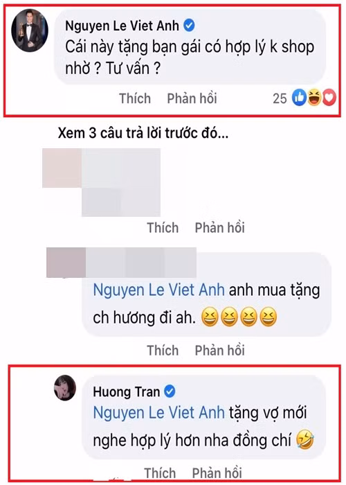Hậu ly hôn, Việt Anh - Hương Trần thường xuyên tương tác trên mạng xã hội. Ảnh: Vietnamnet