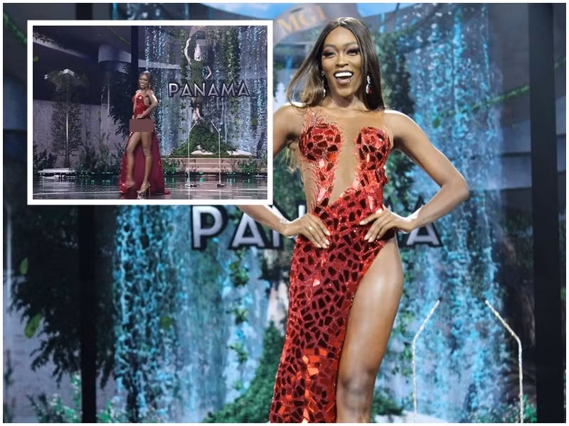 Đại diện Panama cũng gặp sự cố lộ nội y ở phần trình diễn trang phục dạ hội. Ảnh: Vietnamnet, Global Beauties
