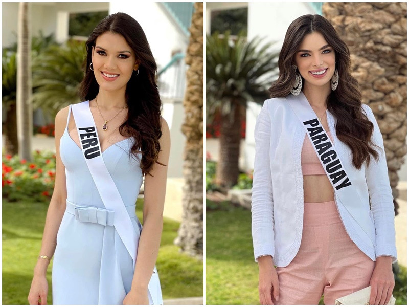 Đại diện Peru và Paraguay khoe vẻ thanh lịch, gợi cảm thi phỏng vấn. Ảnh: Missosology