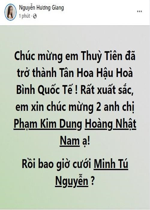 Sau khi đăng quang, Thùy Tiên nhận được lời chúc mừng từ nhiều sao Việt.