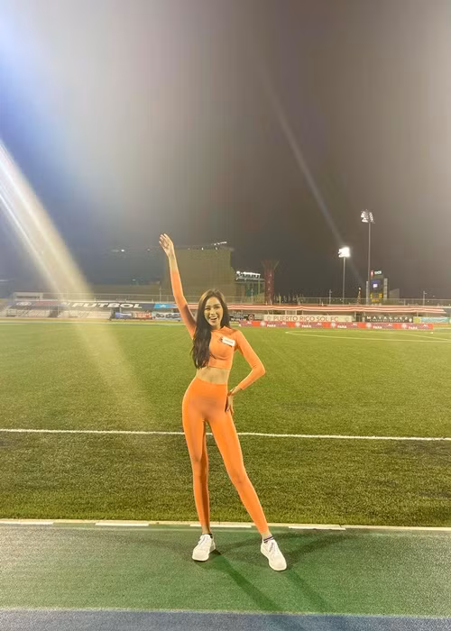 Mới đây, nàng hoa hậu chia sẻ hình ảnh phần thi thể thao.