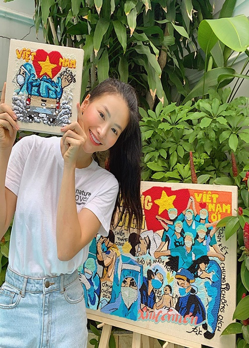 Trong cuộc phỏng vấn với Dân Việt hồi tháng 8/2021, Phương Khánh cho biết, từ khi dịch bệnh, cô dành nhiều thời gian tự học thêm kỹ năng thêu nổi dựa trên nền tảng thêu truyền thống được học lúc nhỏ. Đến nay, Khánh tự làm ra những tác phẩm riêng cho mình. Người đẹp dự định phát triển thương hiệu thủ công cá nhân.