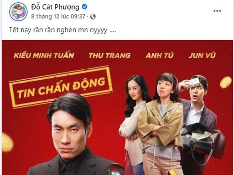 Cách đây ít ngày, Cát Phượng chia sẻ dự án phim ảnh của Kiều Minh Tuấn để ủng hộ. Phía tình trẻ của Cát Phượng lại giữ im lặng mặc mọi đồn đoán. Ảnh: chụp màn hình