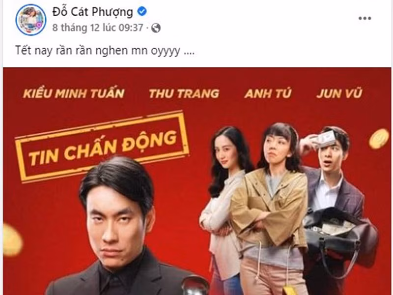 Cách đây ít ngày, Cát Phượng chia sẻ dự án phim ảnh của Kiều Minh Tuấn để ủng hộ. Phía tình trẻ của Cát Phượng lại giữ im lặng mặc mọi đồn đoán. Ảnh: chụp màn hình