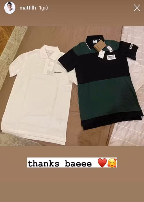 Hương Giang tỏ ra chiều chuộng bạn trai. Matt Liu từng khoe được nửa kia tặng hai chiếc áo hàng hiệu. Ảnh: Sức khỏe và đời sống