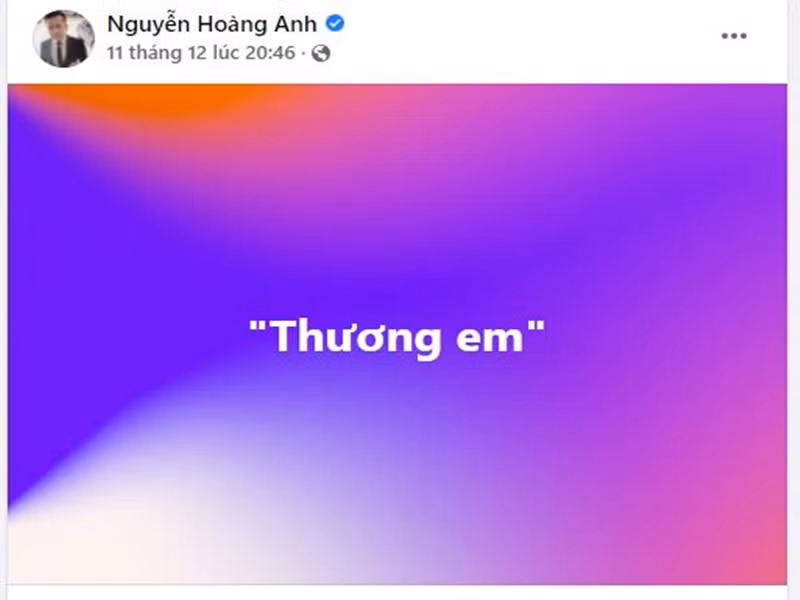Trước đó, Hoàng Anh viết trên trang cá nhân: “Thương em”. Nhiều người cho rằng nam diễn viên muốn nhắn nhủ đến Thắm Bebe. Ảnh chụp màn hình