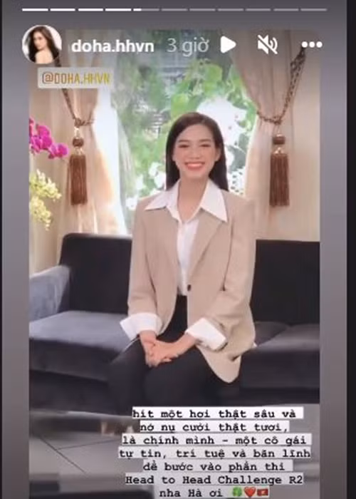 Đỗ Thị Hà sử dụng tiếng Anh mà không nhờ đến sự hỗ trợ từ phiên dịch ở phần thi đối đầu.