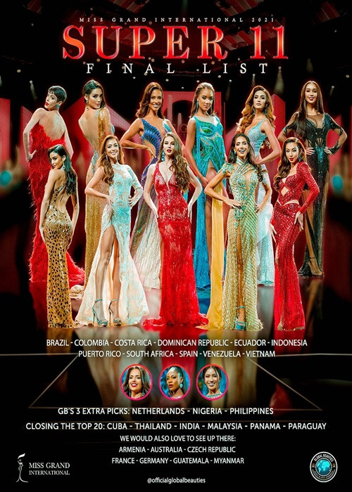 Ngoài ra, Thùy Tiên vừa được chuyên trang sắc đẹp Global Beauties dự đoán lọt top 11 chung cuộc. Ảnh: Global Beauties