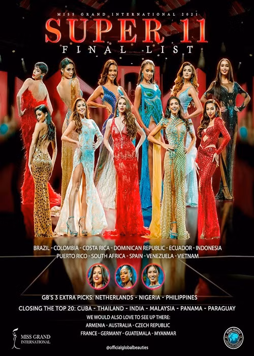 Ngoài ra, Thùy Tiên vừa được chuyên trang sắc đẹp Global Beauties dự đoán lọt top 11 chung cuộc. Ảnh: Global Beauties