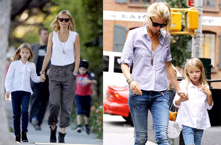 Cô con gái Apple của Gwyneth Paltrow được cho là bản sao của nữ diễn viên từ đôi mắt, cái mũi, đôi má. Các đường nét của cô bé đều giống hệt mẹ.