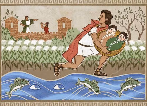 Việc công chúa Rhea Silvia sinh con bị nhà vua Amulus phát hiện. Theo đó, nhà vua ra lệnh bắt giam Rhea Silvia và cho người đặt 2 đứa trẻ vào trong một chiếc giỏ rồi thả trôi trên dòng sông Tiber.