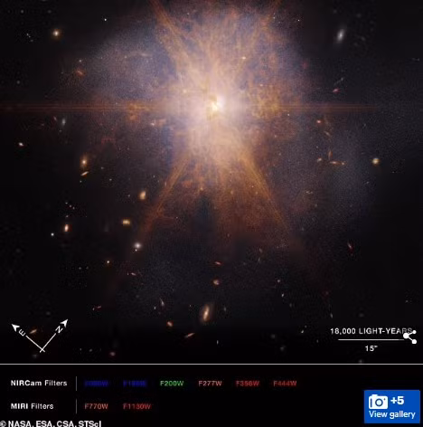 Khi cặp thiên hà Arp 220 bắt đầu hợp nhất, lượng khí bụi dồi dào đã kích hoạt quá trình hình thành sao mạnh mẽ. Quá trình này phần lớn tập trung ở khu vực trung tâm đầy bụi của Arp 220.