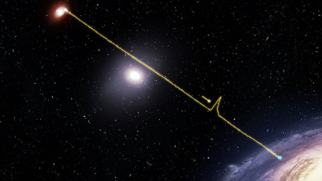 Chúng ta không thể nhìn thấy FRB bằng mắt thường. FRB chỉ tỏa sáng trong bước sóng vô tuyến, vượt xa rìa đỏ của quang phổ nhìn thấy được.