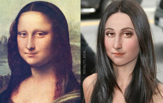 Nếu sống trong thế kỷ 21, nàng Mona Lisa có thể có dung mạo mỹ miều giống bức ảnh bên phải.