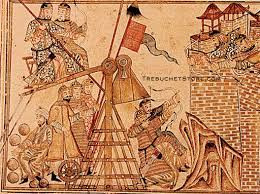 Máy bắn đá Trebuchet hoạt động theo nguyên lý cơ học về lực đòn bẩy. Cấu tạo của vũ khí công thành này gồm: sợi dây treo, cánh tay đòn và đối trọng nặng.