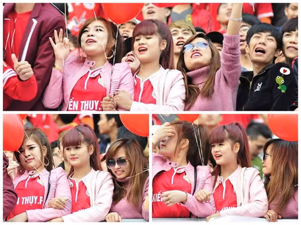 Hình ảnh của nhóm fan nữ này được chia sẻ khiến cư dân mạng rất thích thú. Cô gái trẻ đứng giữa còn được các thành viên diễn đàn Beat cho là có khuôn mặt rất giống ca sĩ Đông Nhi.