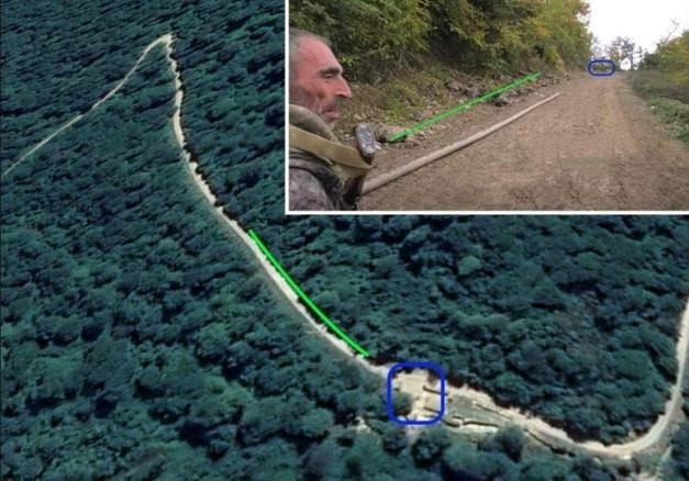 Quân đội Armenia nắm được thông tin về cuộc xâm nhập của lực lượng đặc nhiệm Azerbaijan từ trước; nên đã thiết lập một vòng vây phục kích theo cách bố trí kinh điển. Một cánh quân Armenia ẩn nấp trên sườn đồi gần đường hành quân, quân còn lại ẩn nấp trong khu rừng rậm bên đường, tạo thành lưới lửa hỏa lực chéo sườn, chặn đầu, khóa đuôi. Ảnh: Khu vực bố trí trận địa phục kích - Nguồn: Sina