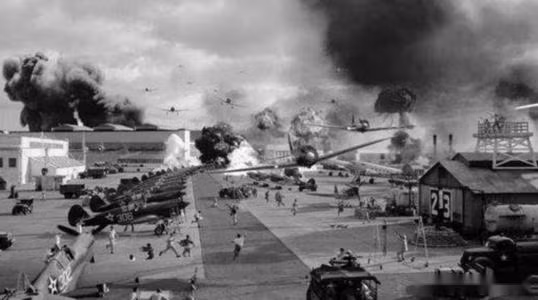 Trong giai đoạn đầu của Chiến tranh Thế giới thứ hai trên Thái Bình Dương, hạm đội liên hợp của Hải quân Nhật Bản đã tấn công thành công Trân Châu Cảng, khiến Hạm đội Thái Bình Dương của Hải quân Mỹ bị thiệt hại nặng nề. Nguồn ảnh: Warhistory.