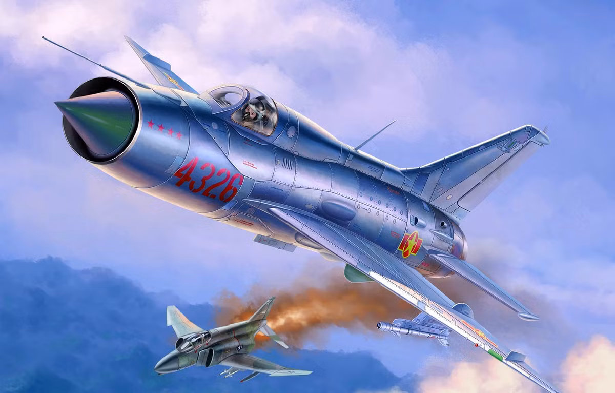 Vậy vượt qua lũ F-4 bằng cách nào? Ở đây là bản lĩnh của phi công, phải phán đoán được tình huống như thế nào. Một trận đánh B-52 thường diễn ra rất nhanh, tiếp cận B-52 chưa đầy một phút. Ảnh: Đồ họa cuộc chiến đấu giữa MiG-21 và F-4 trên bầu trời Miền Bắc tháng 12/1972 - Nguồn: Wikipedia