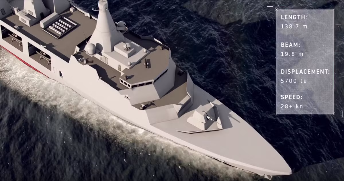 Khinh hạm 30FFM được trang bị sonar chủ động độ sâu thay đổi (VDS) và sonar thụ động mảng kéo (TASS). Đồng thời 30FFM còn được trang bị tàu mặt nước không người lái (USV), phương tiện tàu ngầm không người lái (UUV) và đạn chống mìn tự hành (EMD), để thực hiện các nhiệm vụ rà phá bom mìn. Ảnh: Đồ họa khinh hạm lớp 30FFM - Nguồn: Wikipedia.