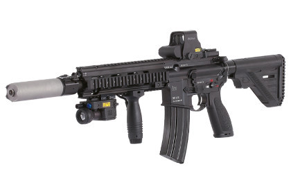 HK-416F là một khẩu súng trường tấn công, được Heckler &amp; Koch thiết kế dựa trên mẫu M-16A4 của Mỹ. Biến thể HK-416A7 với chiều dài nòng súng 368 mm đã được sử dụng cho lực lượng đặc biệt của Quân đội Đức, với tên gọi G95K - Nguồn ảnh: Heckler &amp; Koch