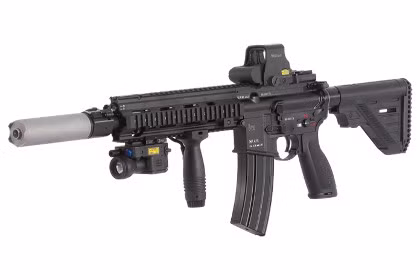 HK-416F là một khẩu súng trường tấn công, được Heckler &amp; Koch thiết kế dựa trên mẫu M-16A4 của Mỹ. Biến thể HK-416A7 với chiều dài nòng súng 368 mm đã được sử dụng cho lực lượng đặc biệt của Quân đội Đức, với tên gọi G95K - Nguồn ảnh: Heckler &amp; Koch