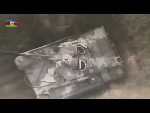 Cuộc chiến này cho thấy sự nguy hiểm của các loại UAV vũ trang, UAV cảm tử trong tác chiến và sự yếu ớt của xe tăng chiến đấu chủ lực khi phải đối mặt với mối đe dọa từ trên không trung. Số lượng lớn các loại xe tăng T-72 mà Armenia bị tiêu diệt trong chiến đấu chủ yếu là do các UAV gây ra. Ảnh: UAV cảm tử của Azerbaijan tấn công một chiếc T-72A của Armenia.