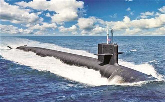 Cách đây không lâu, Hải quân Mỹ và công ty General Dynamics đã ký thỏa thuận đóng hai tàu ngầm hạt nhân chiến lược lớp Columbia. Việc áp dụng hàng loạt vật liệu mới sẽ khiến tàu ngầm lớp Columbia càng được che giấu, phương tiện thông thường khó có khả năng phát hiện. Ảnh: Tàu ngầm lớp Columbia của Mỹ - Nguồn: Xinhua